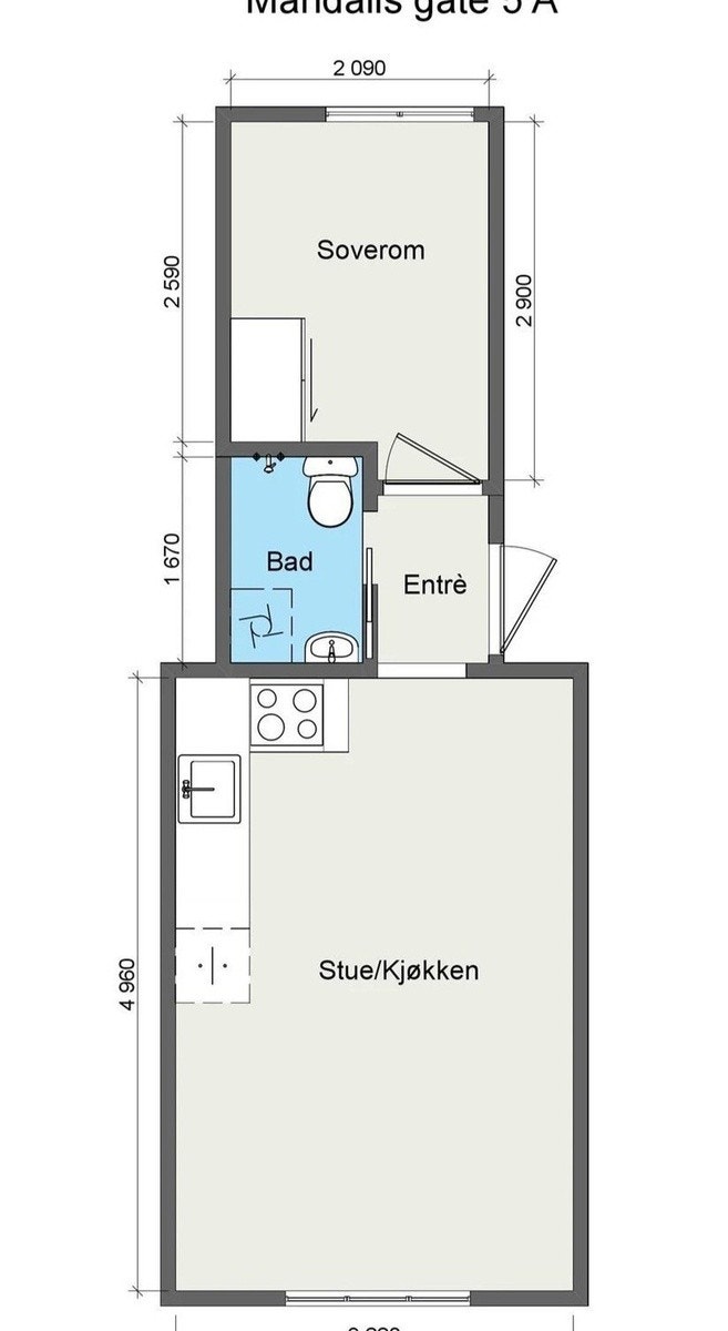 Oversiktlig plantegning av leiligheten. Galleribilde