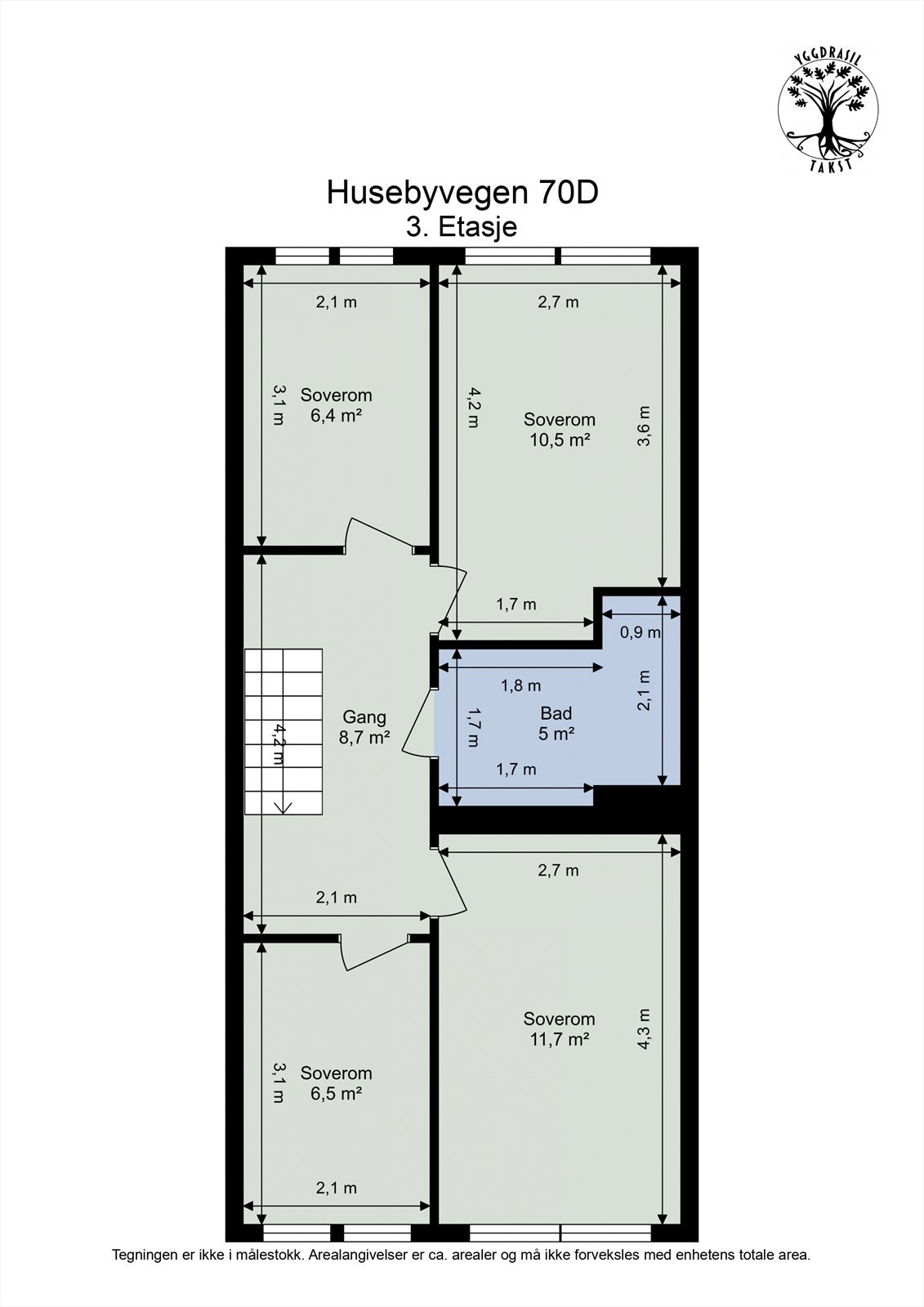 Plantegning 3. etasje Galleribilde