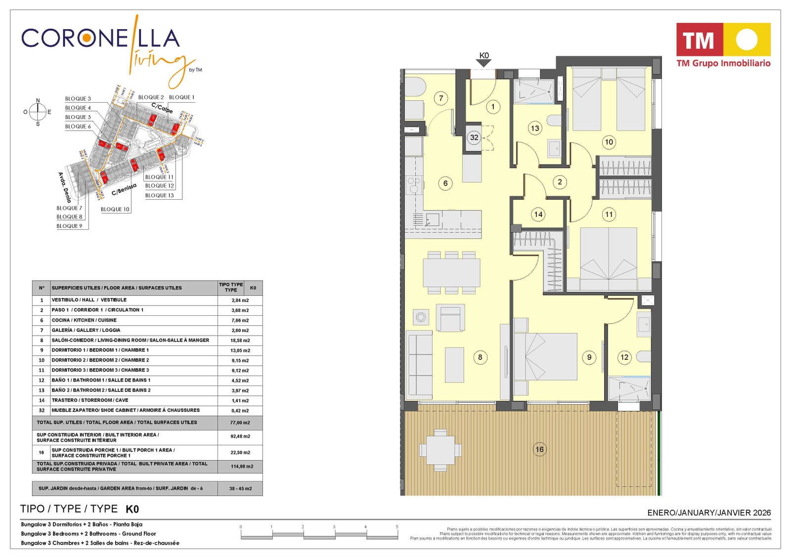 3 soverom og 2 bad med hage - 371.000€ Galleribilde