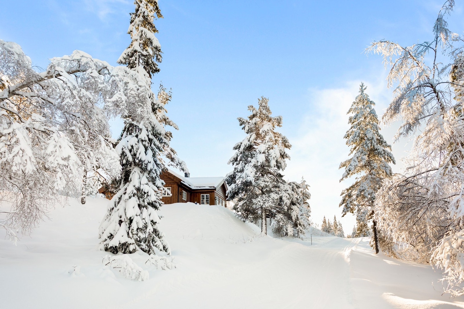 Hytta ligger flott til i landskapet. Galleribilde