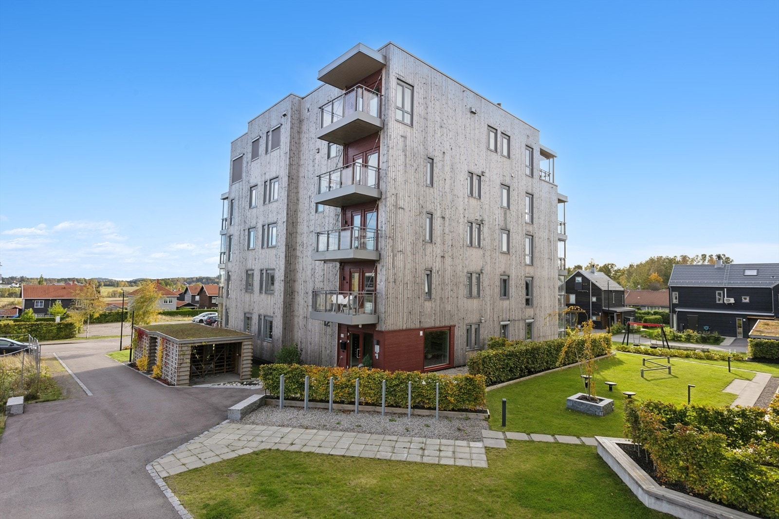 Ved Stokke hageby kan du leve det enkle liv uten hverken snømåking eller gressklipping. Galleribilde