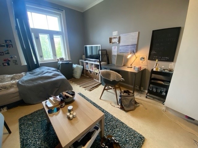 Hybel E 5. Stor hybel på ca. 17 kvm. Leiesum kr. 6.300,- pr. mnd. Galleribilde