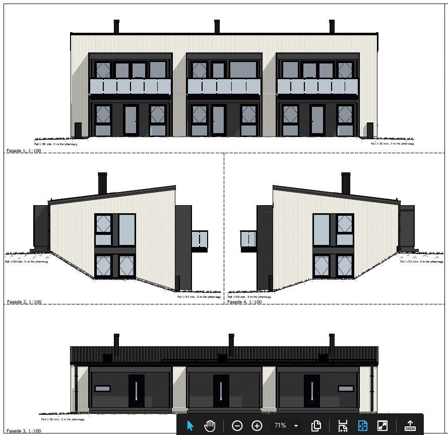 Fasade forslag 3 mannsbustad i tomta. Galleribilde
