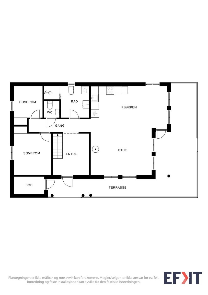 Plantegning 1. etasje. Dette er kun en illustrasjon der avvik kan forekomme. Galleribilde