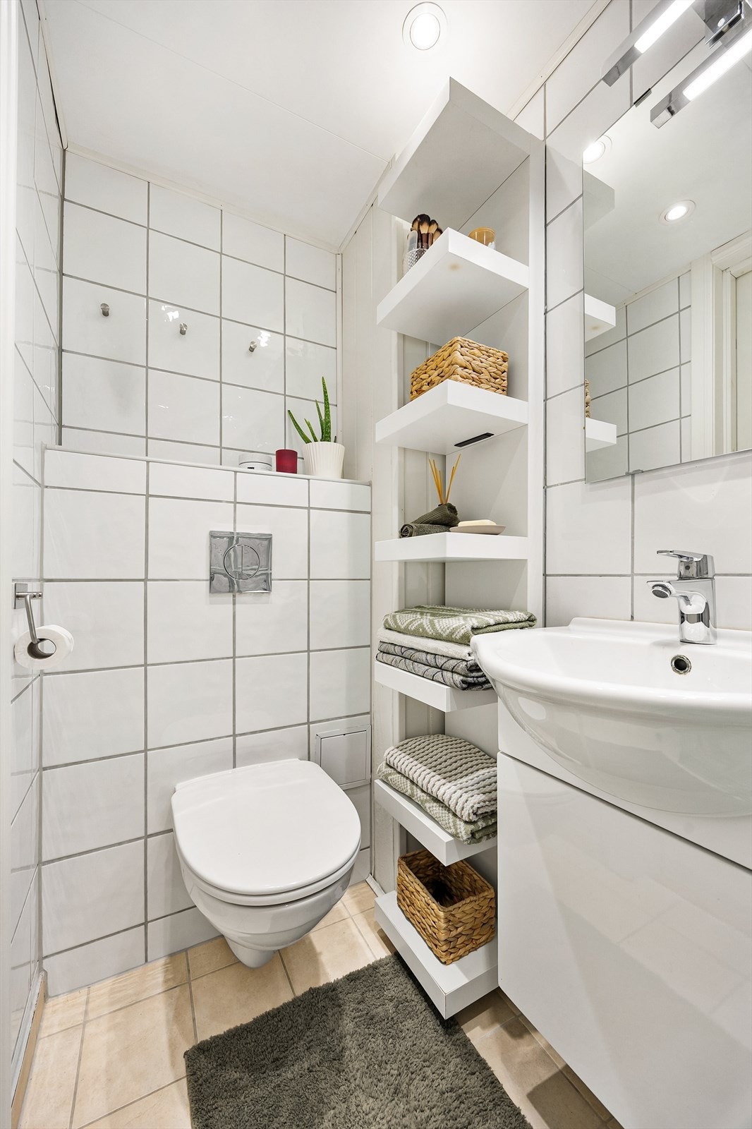 Flislagt bad med varmekabler i gulv Galleribilde