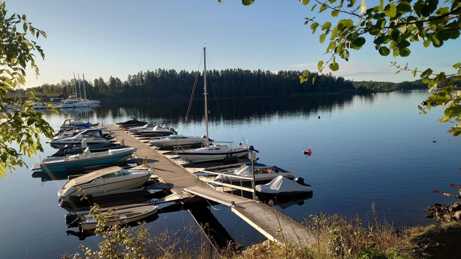 Felles bryggeannlegg med egen båtplass og badeplass, kun 2 minutters gange fra boligen. Galleribilde