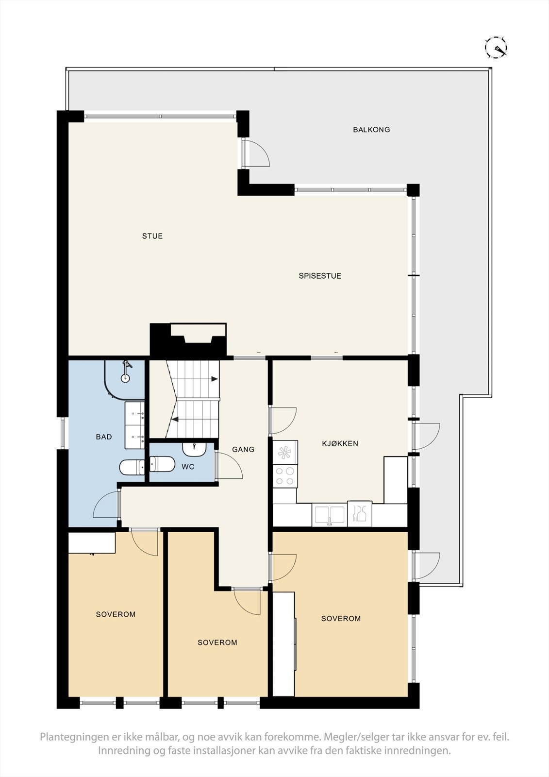 Hovedetasje - en trapp ned fra adkomstparti Galleribilde