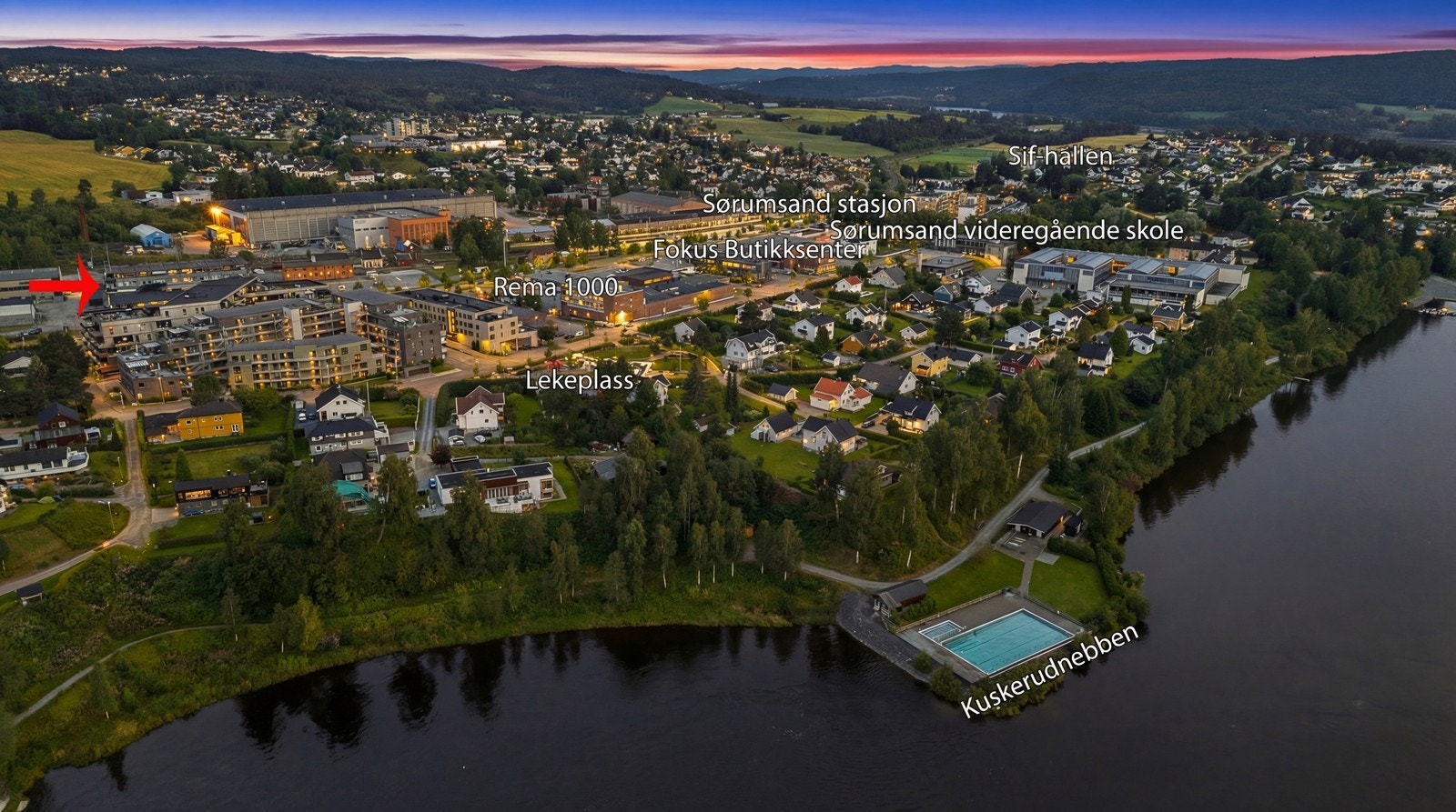 Sentralt plassert i Sørumsand sentrum med nærhet til kollektiv via både tog og buss. Galleribilde
