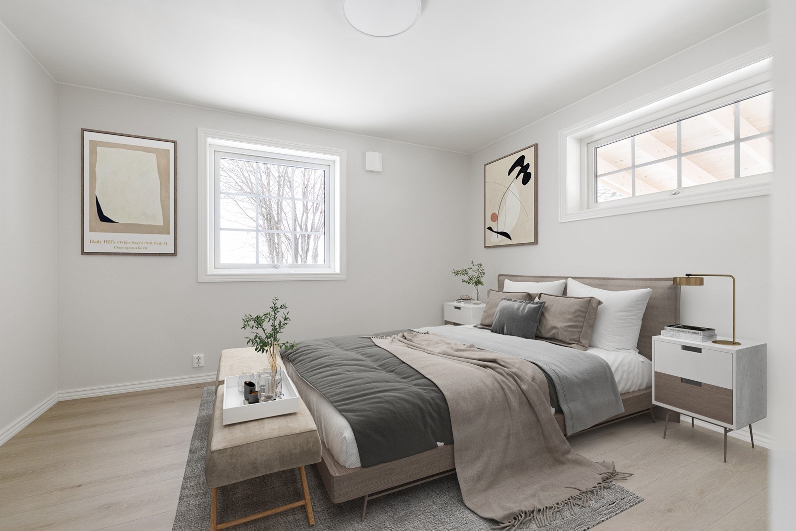 Boligen har 4 soverom, hvorav et er i 1. etasje. (Bildet er digitalt stylet). Galleribilde