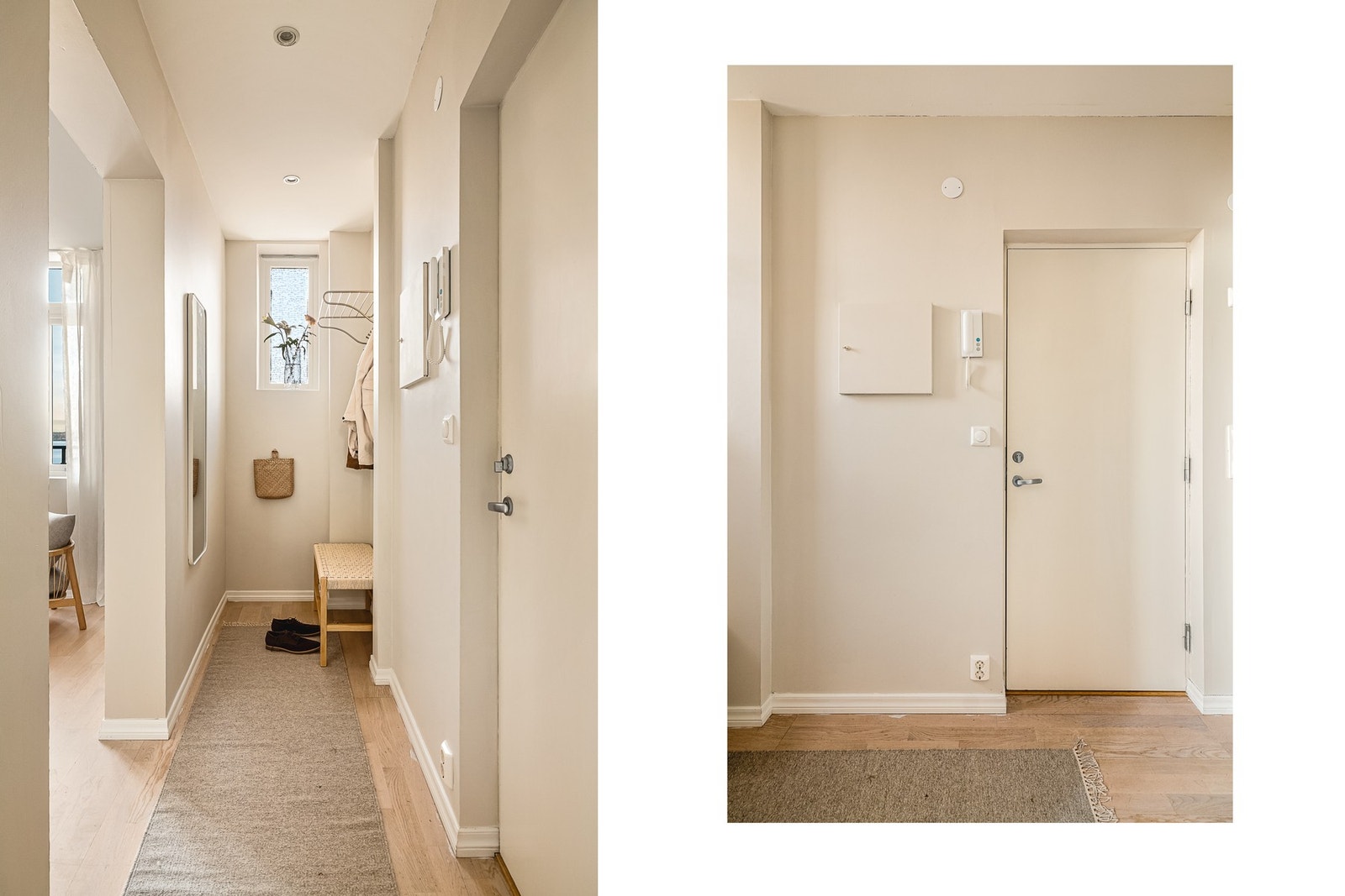 - Entreen er innbydende med parkett på gulv, spotlights i himling og en praktisk nisje for oppheng av yttertøy - Galleribilde