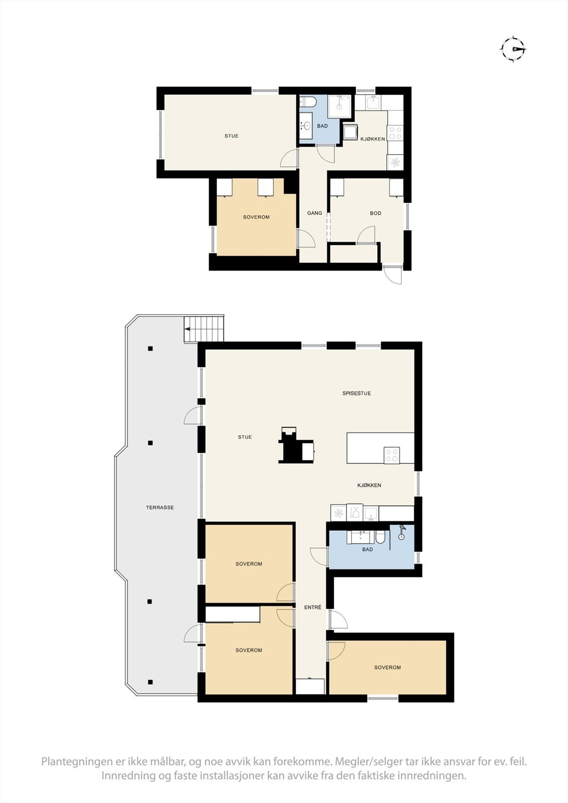 Plantegninger - 1. og kjelleretasje. Galleribilde