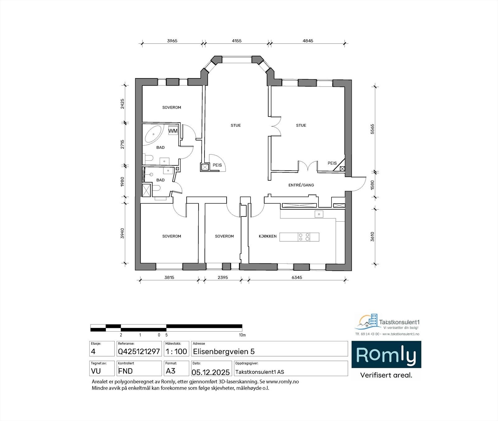 Plantegning - 4. etasje med heis Galleribilde