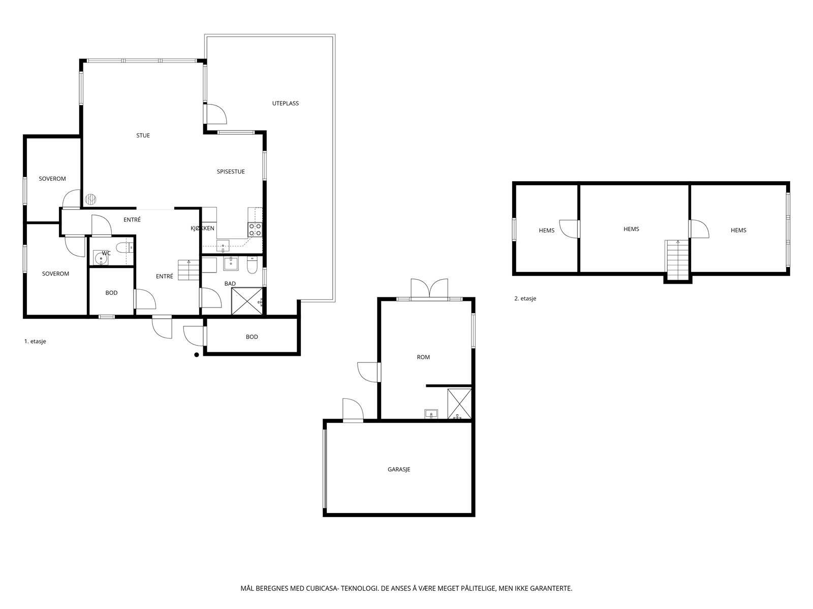 Plantegning hytte og garasje. Galleribilde