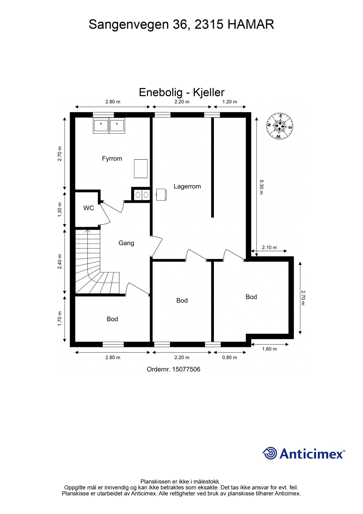 Kjelleren er gitt TG3 i tilstandsrapporten. Galleribilde