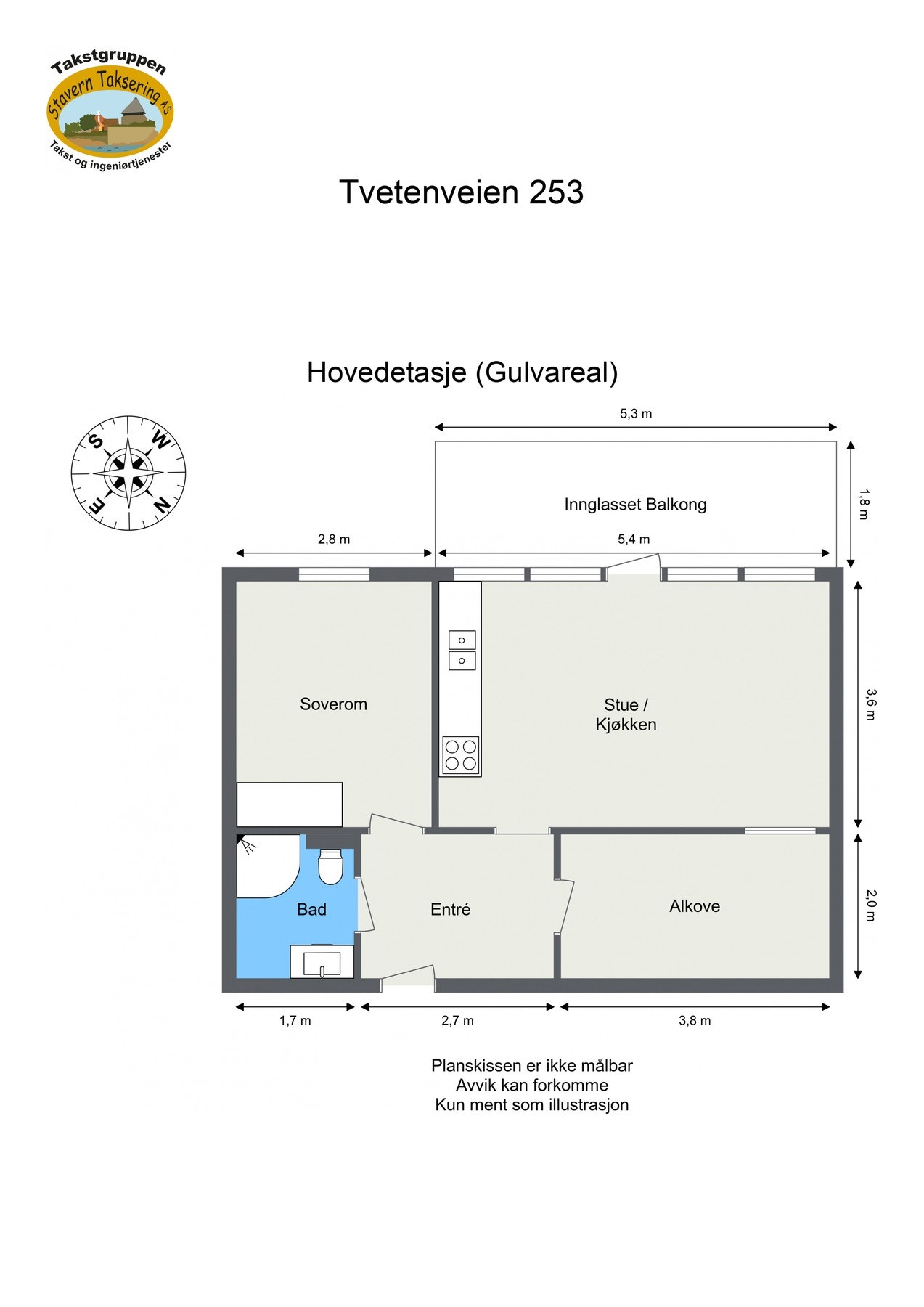 Oppmålt planløsning Galleribilde