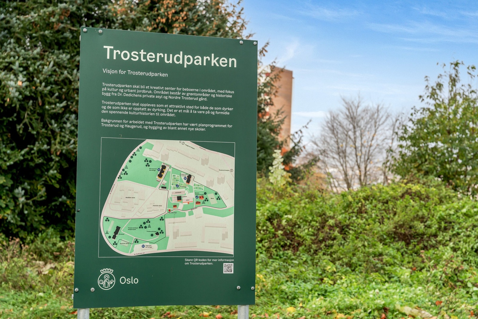 Trosterudparken - et grønt og åpent nærområde med lekeplasser, turstier og gode møteplasser for både store og små. Galleribilde