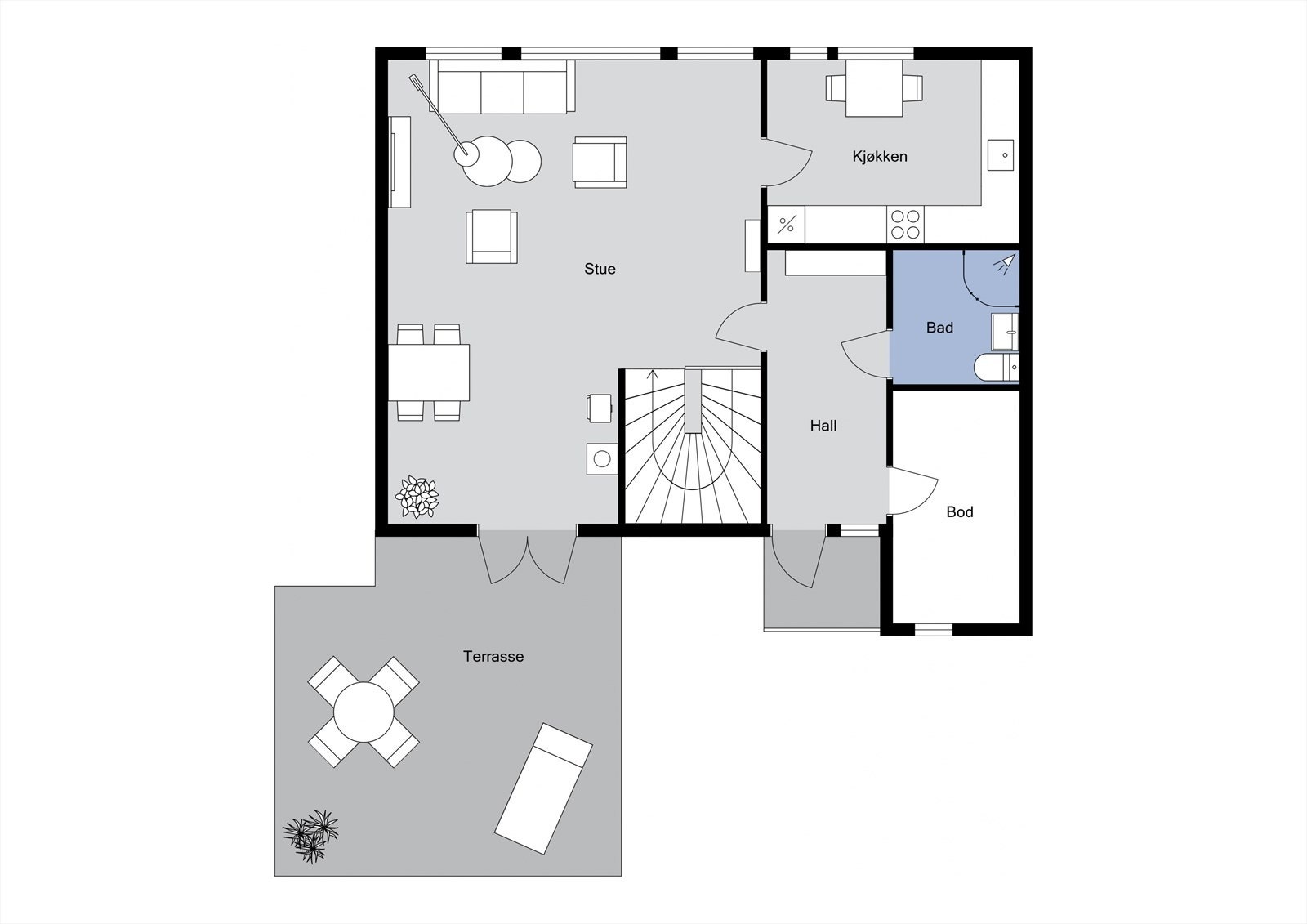 Planløsning 1. etasje Galleribilde