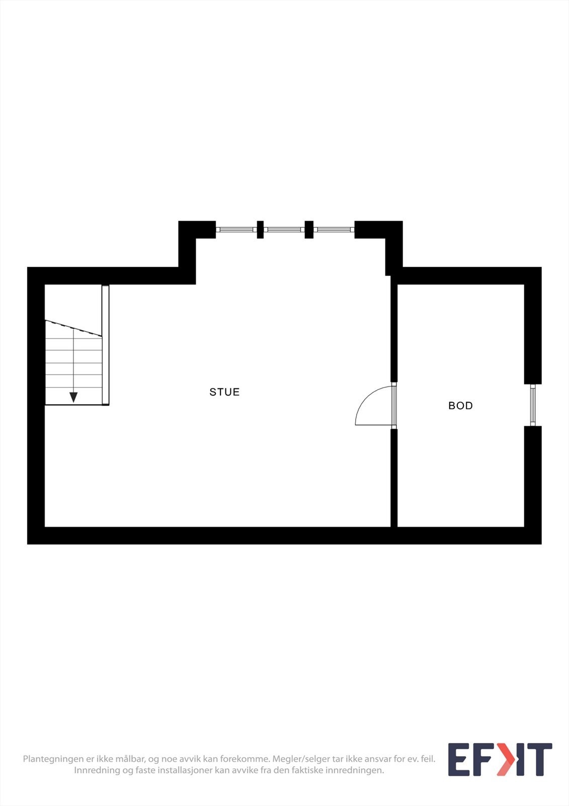 Planskisse av garasjens 2. etasje med eget medierom og bod på 14m². Galleribilde