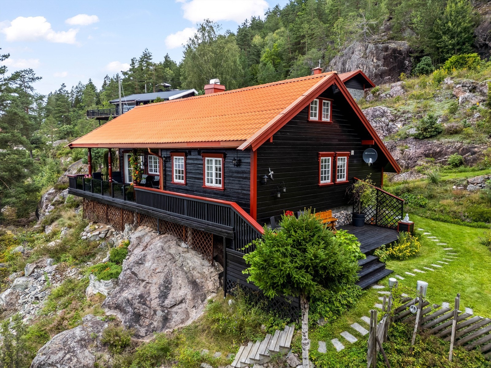 Pent opparbeidet uteområder og delvis naturtomt. Galleribilde