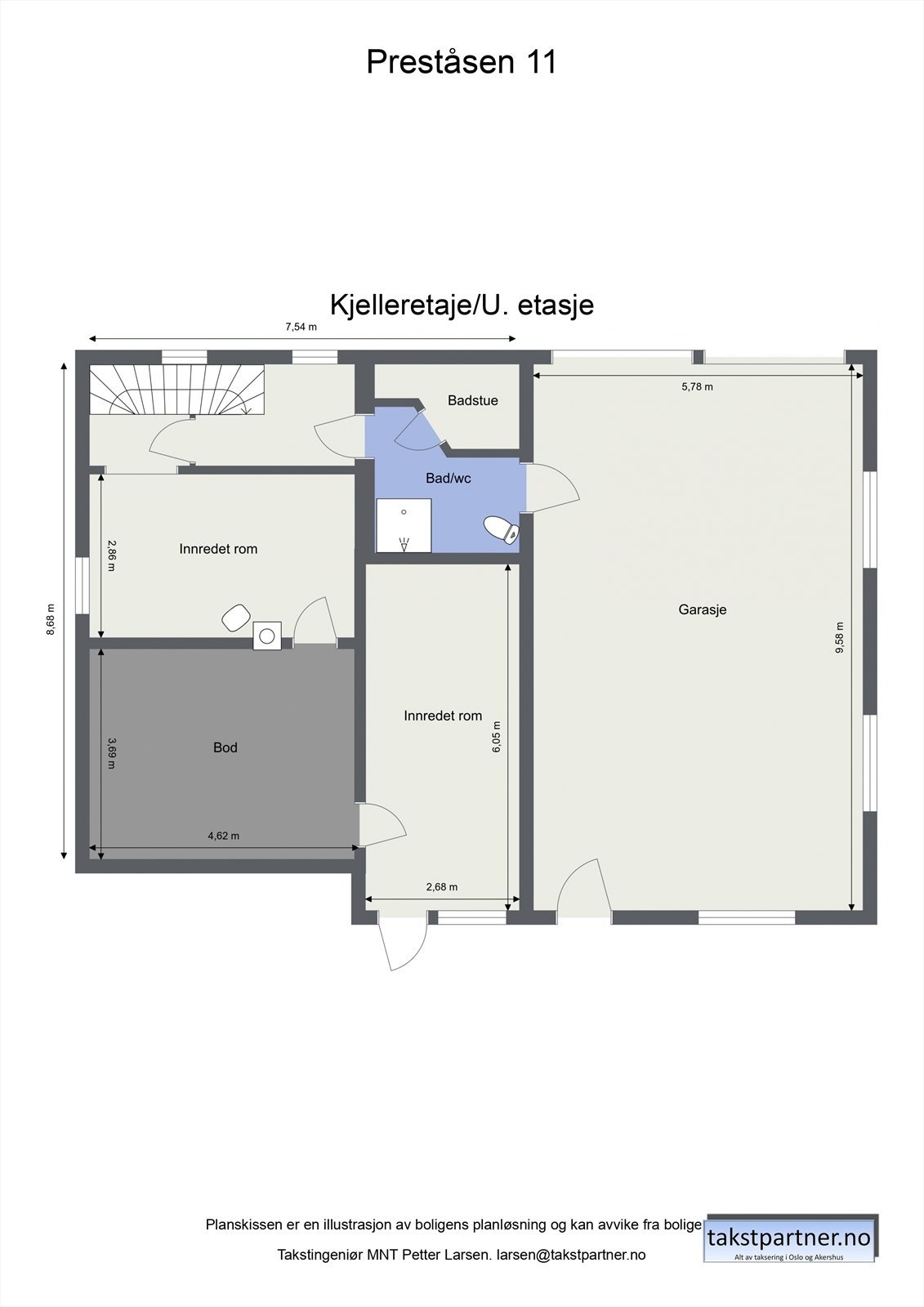 Planskisse kjeller/u.etasje. Galleribilde