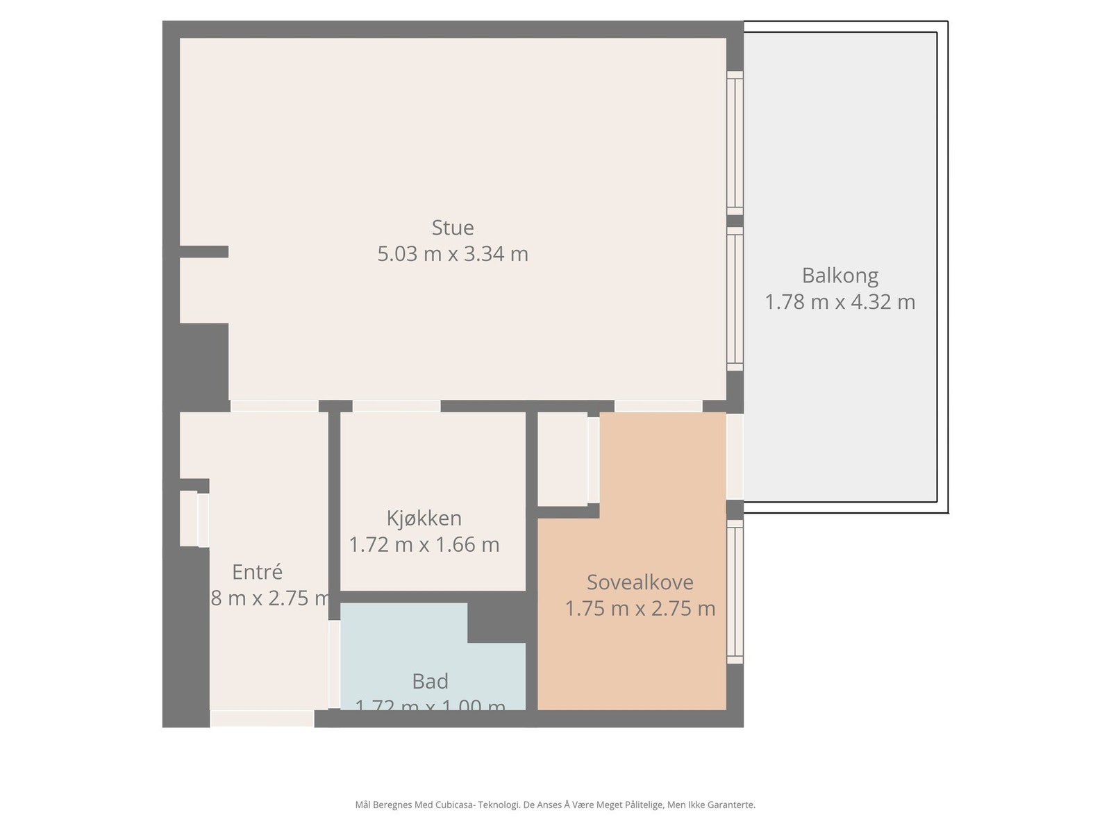 Plantegning. Obs: Mål er ikke 100% nøyaktige. Galleribilde