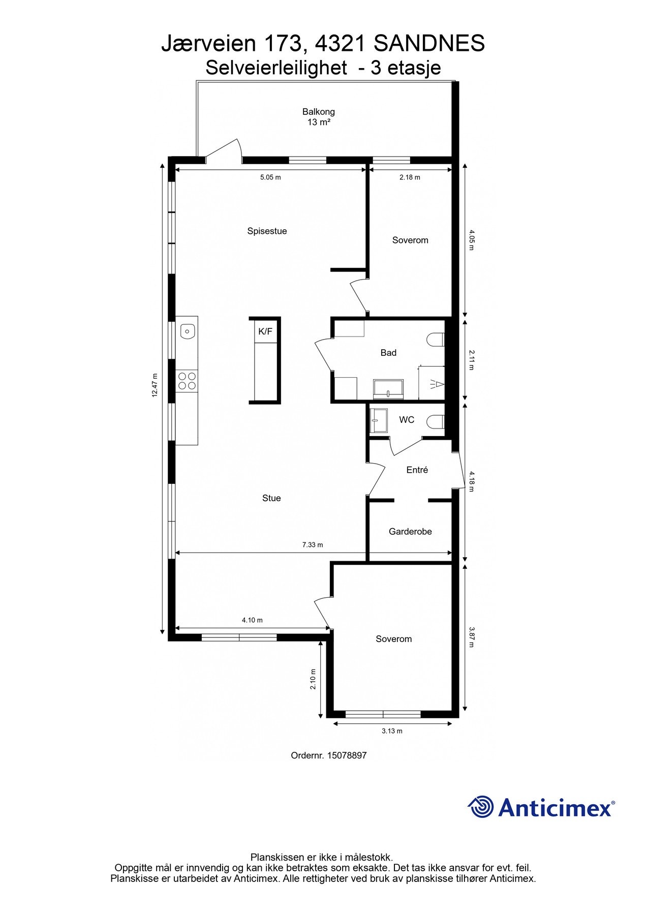 Plantegning. Kan avvike fra faktiske forhold. Galleribilde