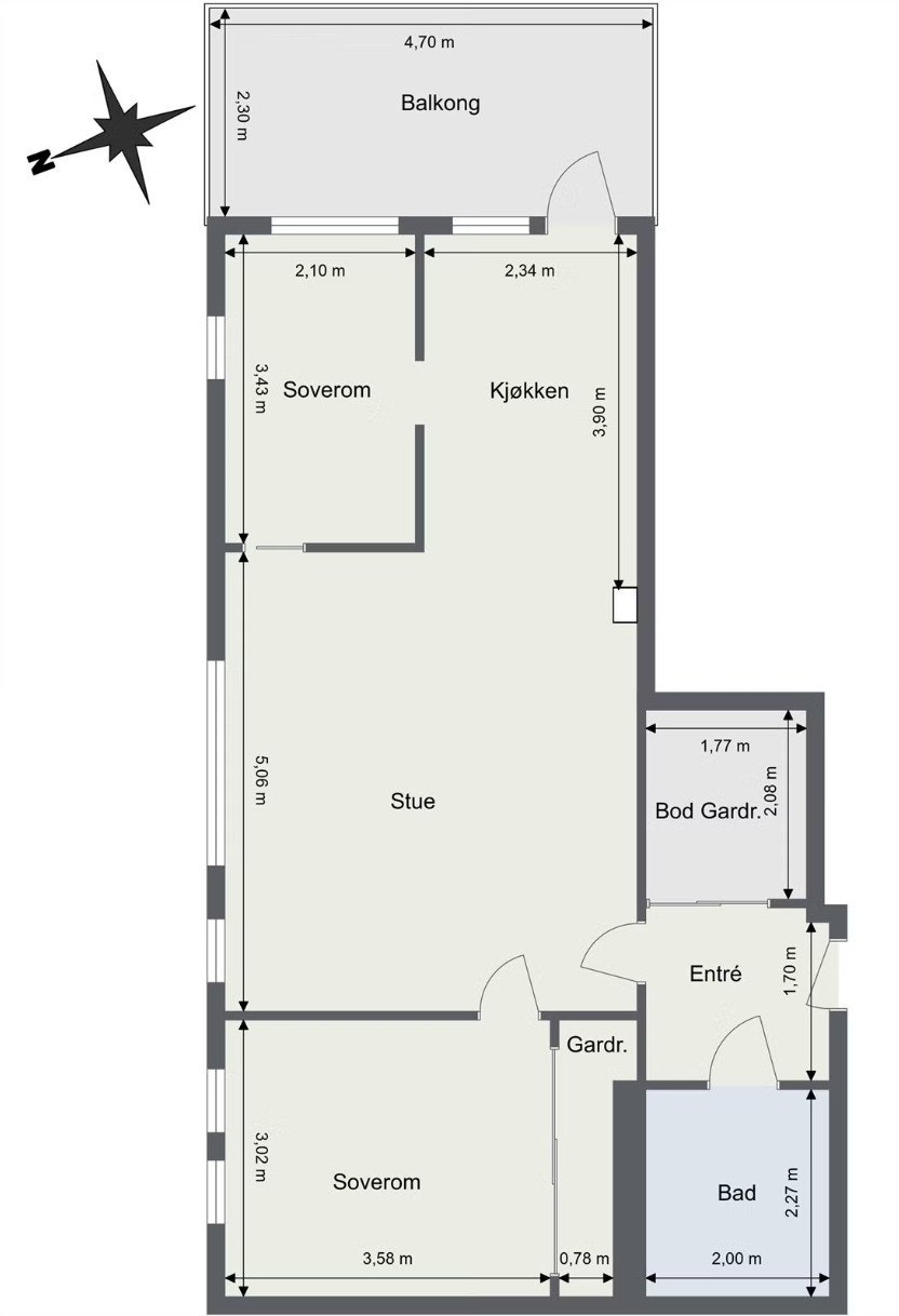 Plantegning - leilighet ligger i 5. etg Galleribilde