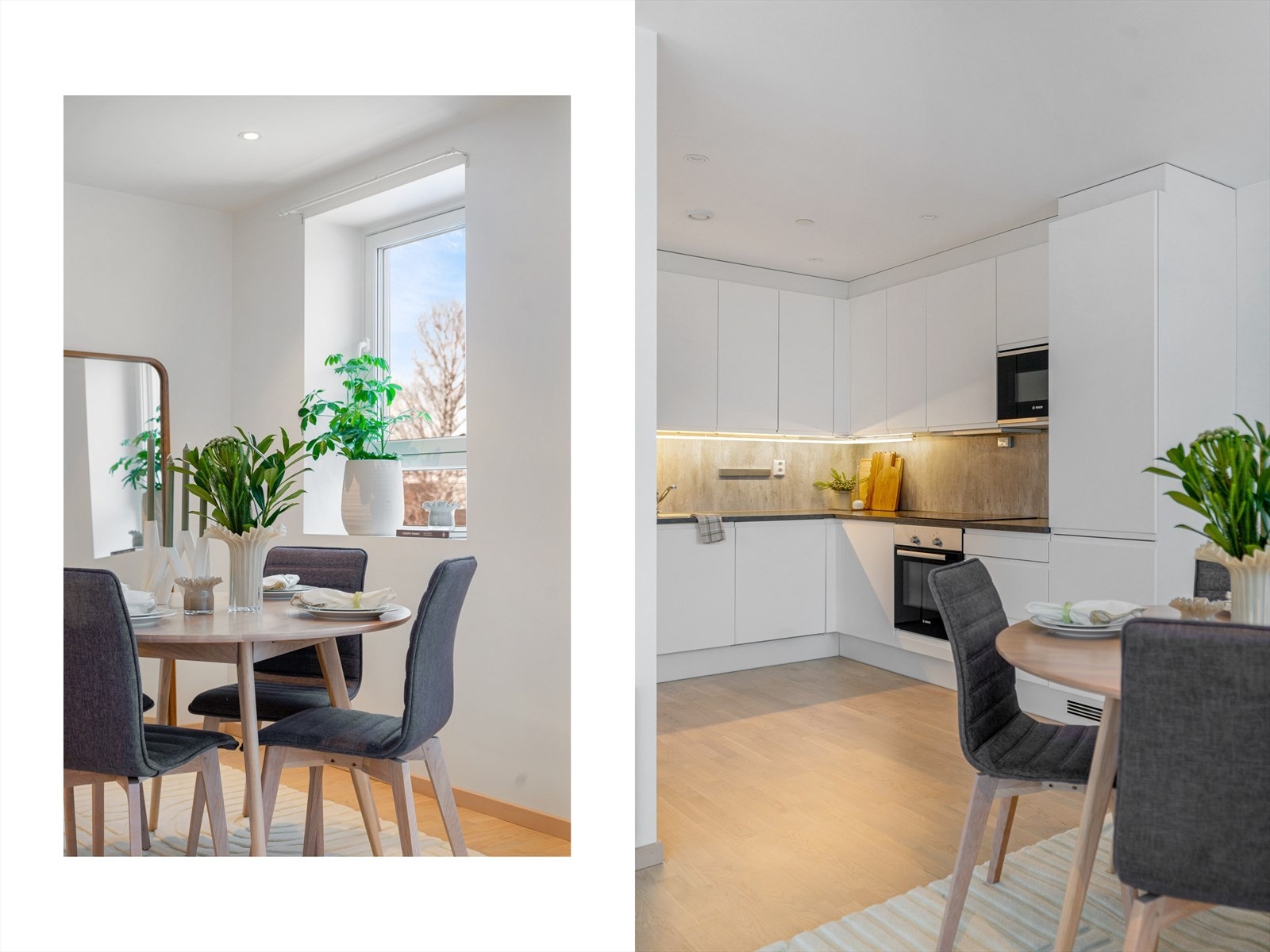 Tidløst kjøkken med plass til spisebord Galleribilde