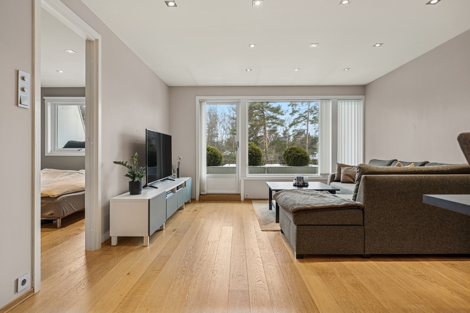 Store vindusflater som gir godt med naturlig sollys Galleribilde