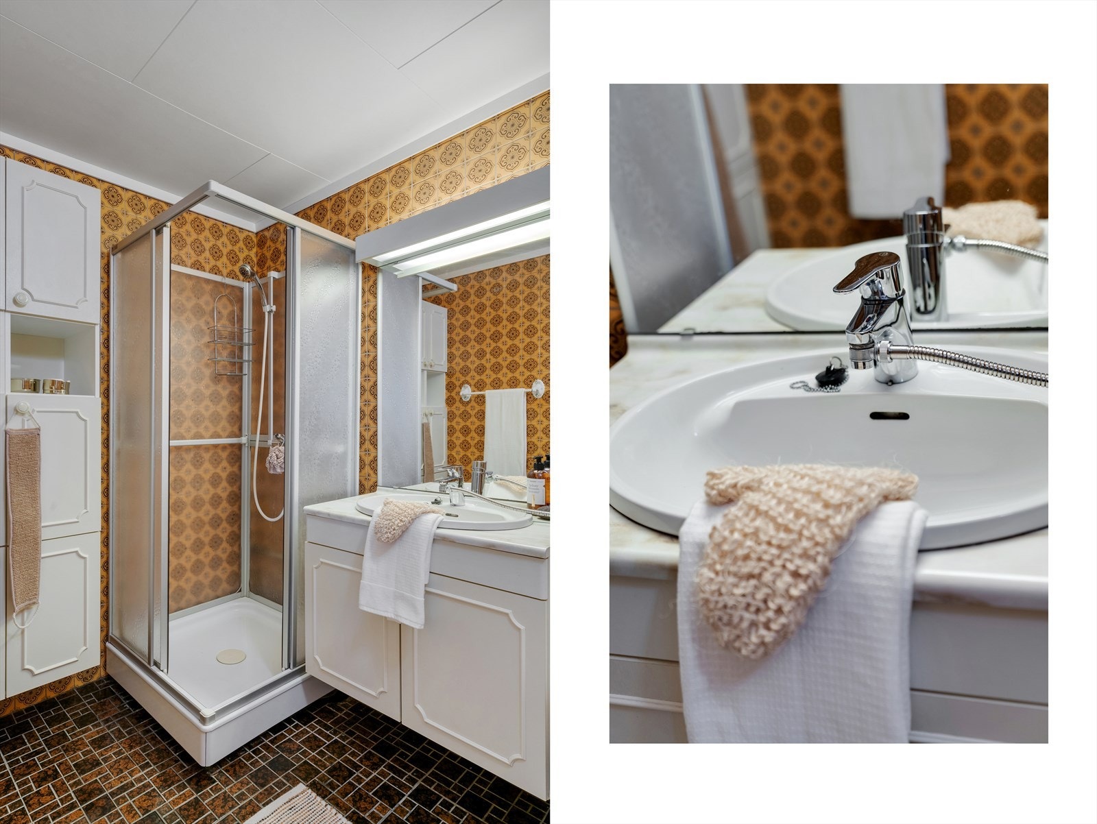 - Badet inneholder servant med møblement/speil og belysning, to høyskap, toalett og dusjkabinett - Galleribilde