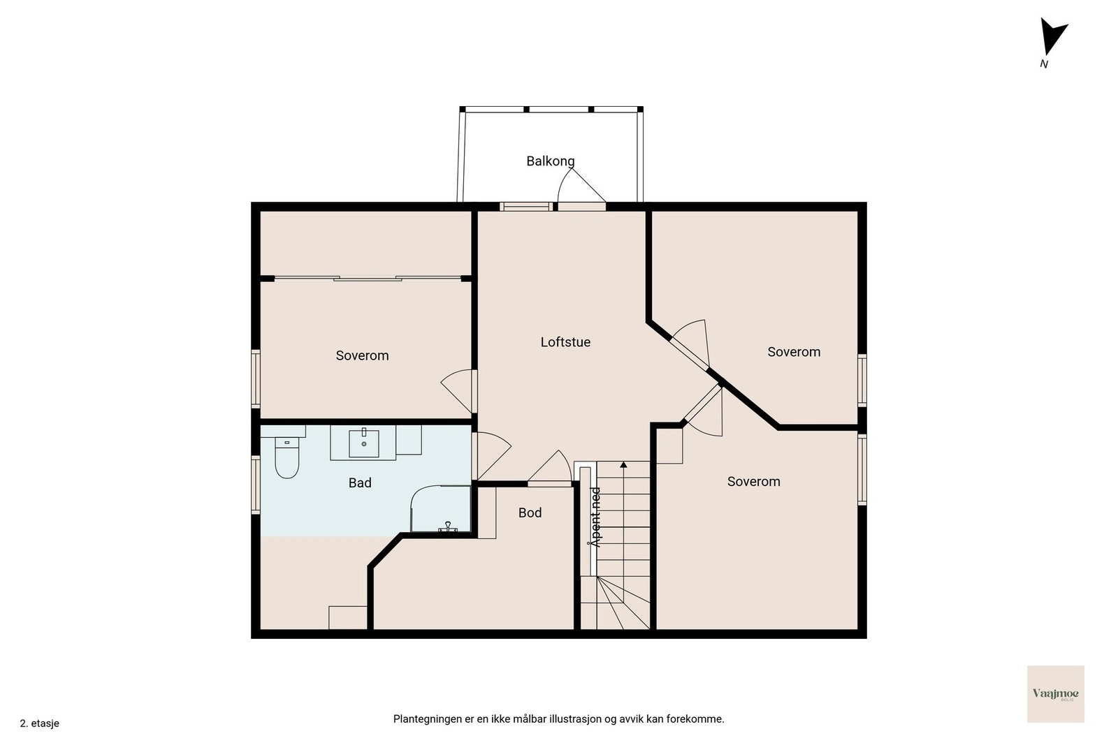 Plantegning av boligens andre etasje Galleribilde