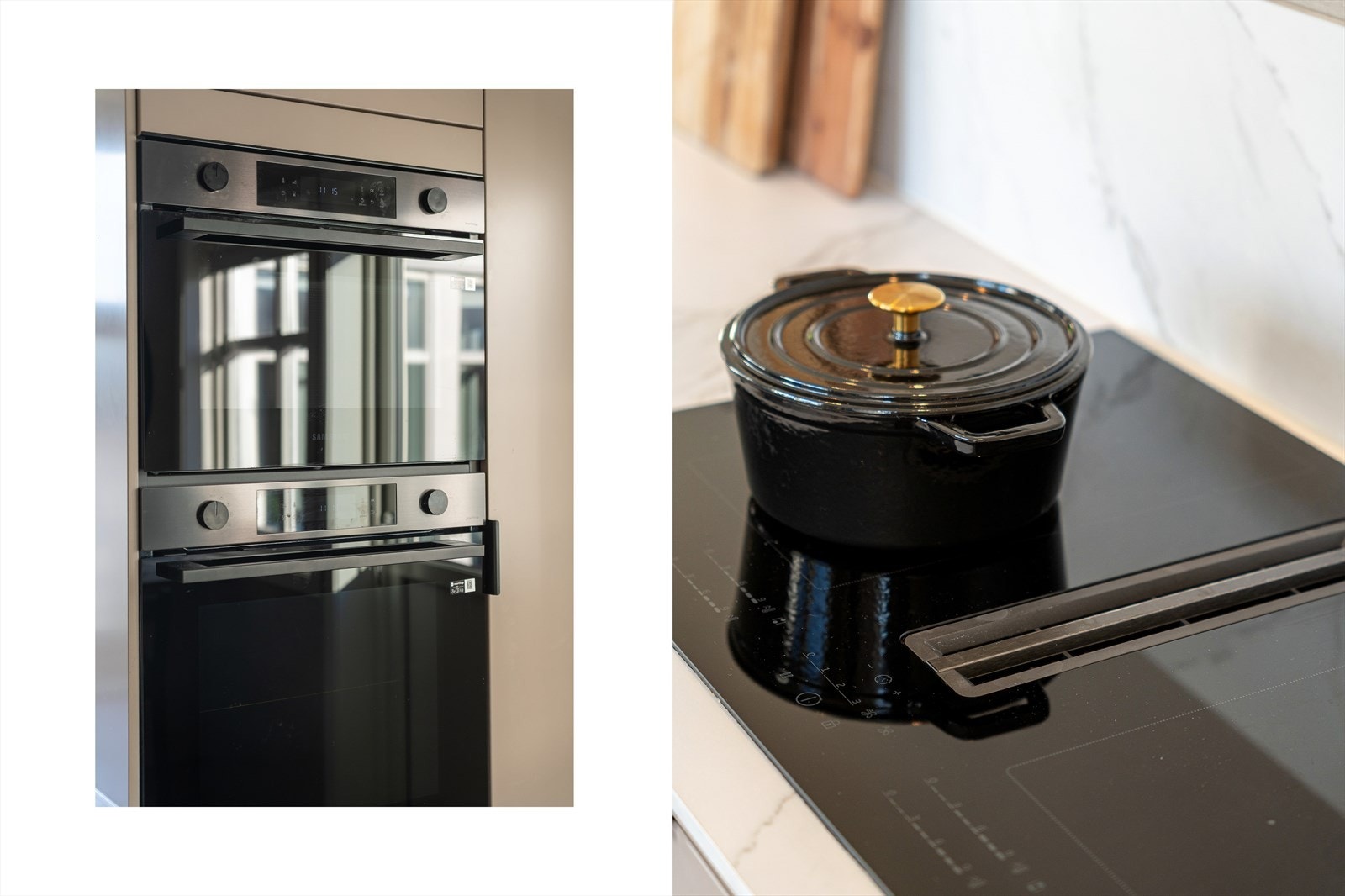 Det er også nedfelt kjøkkenventilator med kullfilter integrert i platetoppen Galleribilde