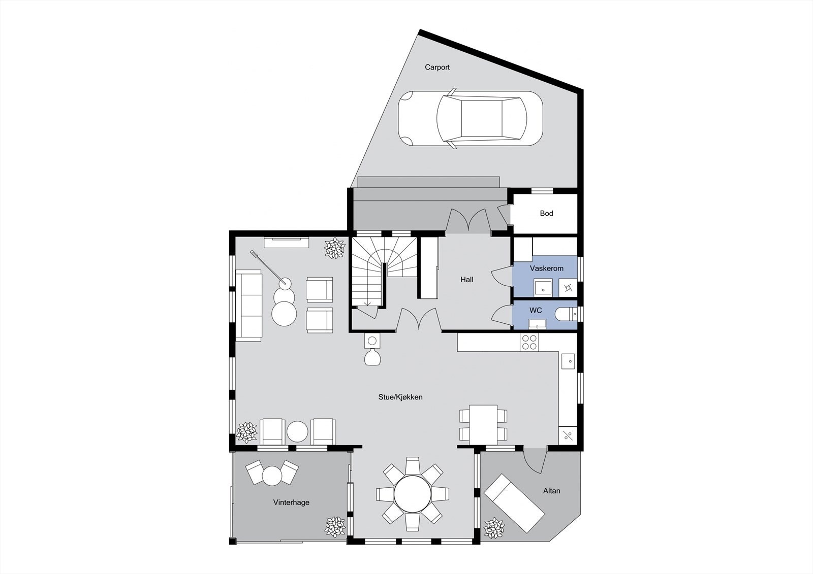 Planløsning 1. etasje Galleribilde