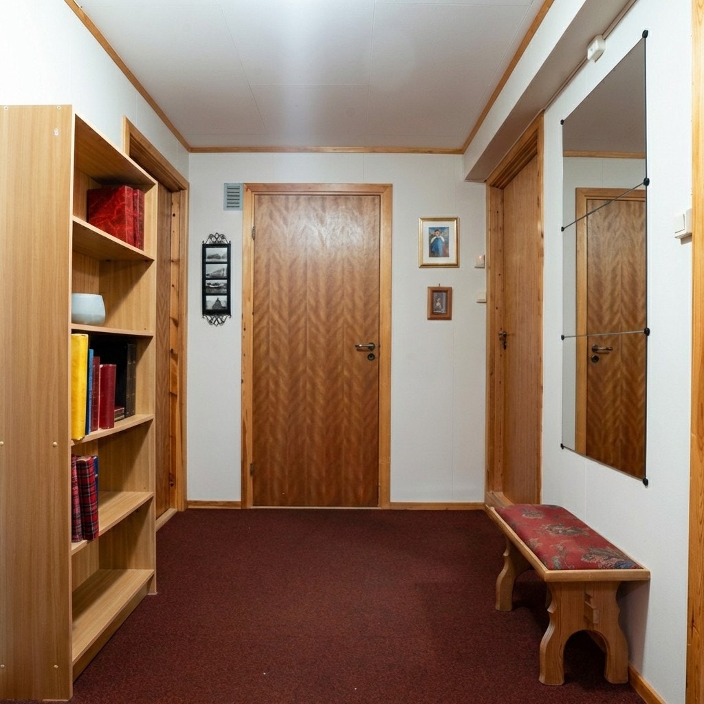 Gang med toalett rett fram, baderom til høyre og soverom 2 til venstre Galleribilde