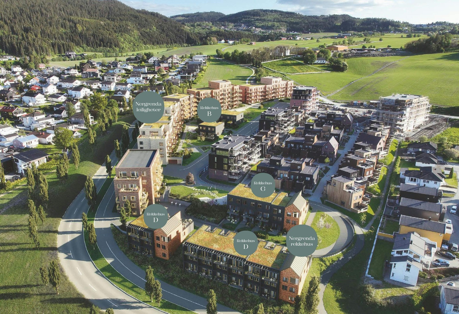 Overvik ligger fint til med nærhet til grøntområder og marka Galleribilde