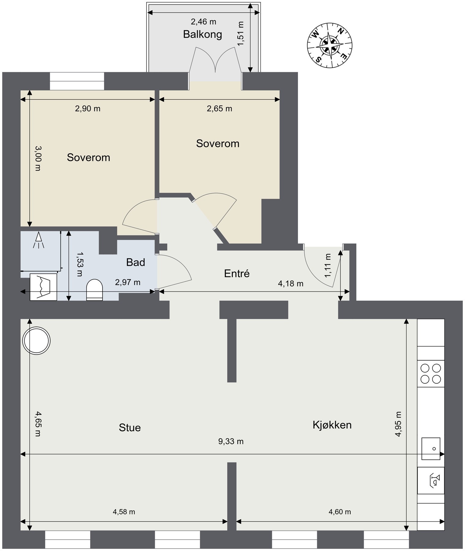 Plantegning - Leiligheten ligger i 3. etasje. Galleribilde