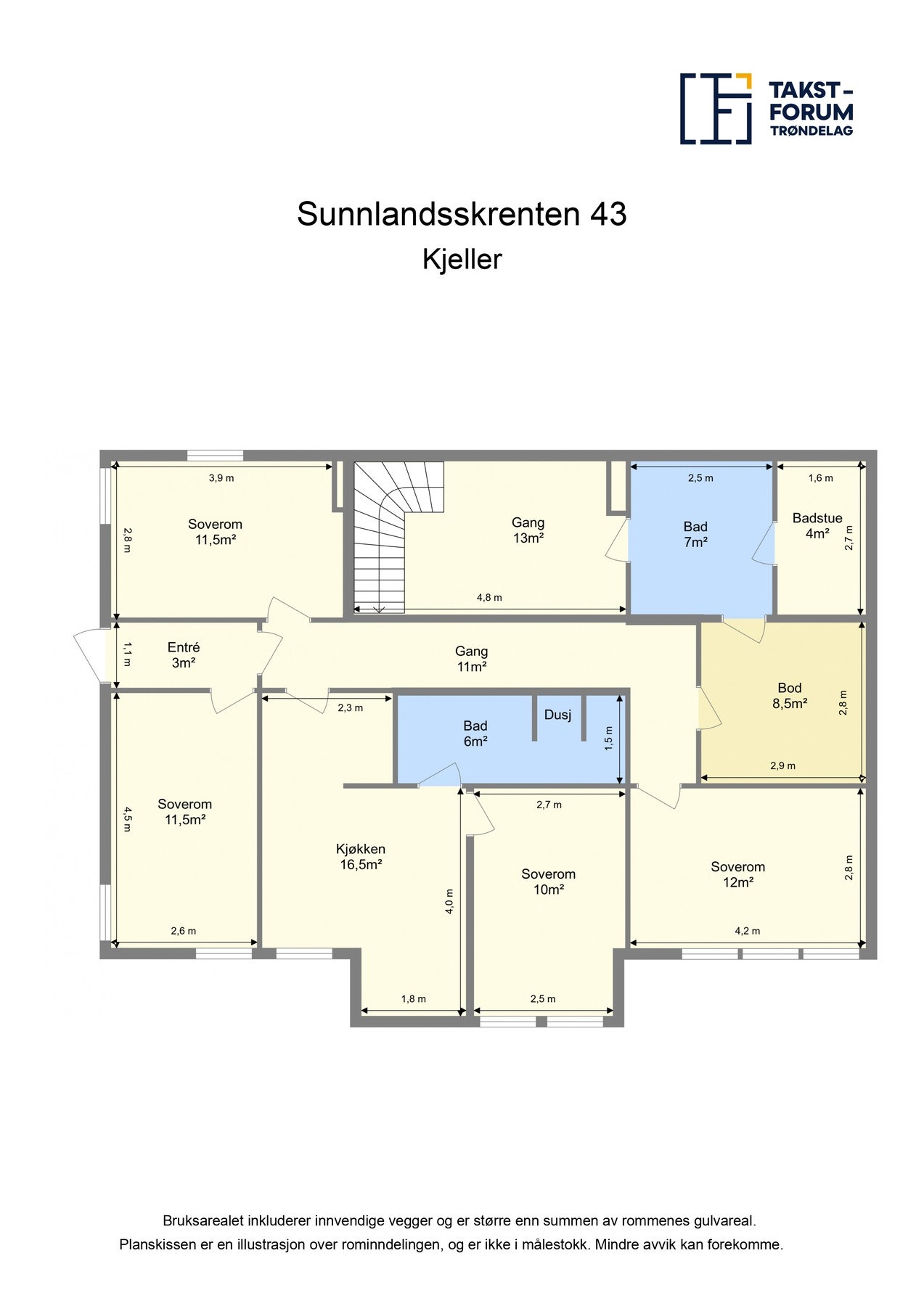 Planskisse kjeller. Galleribilde