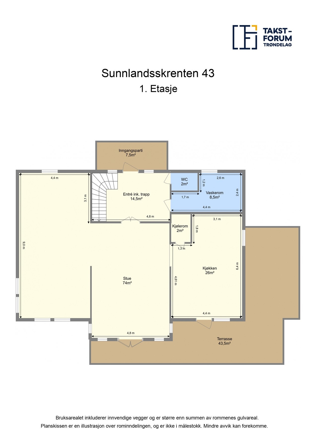 Planskisse 1. etasje. Galleribilde