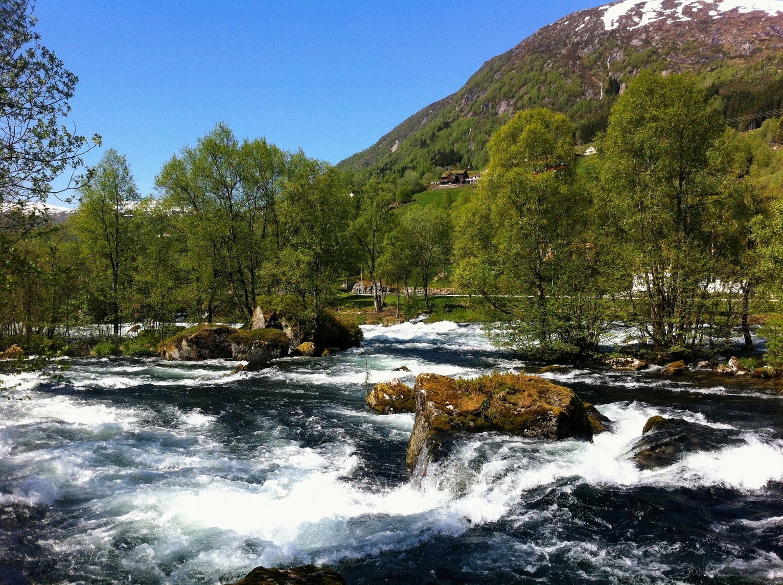 Frodig og vakkert om sommeren – her fra Jølstraelva. Galleribilde