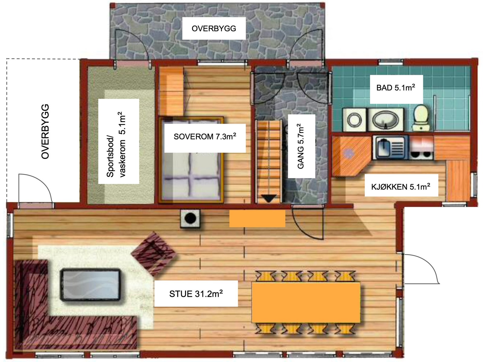 Plantegning av første etasje. Galleribilde