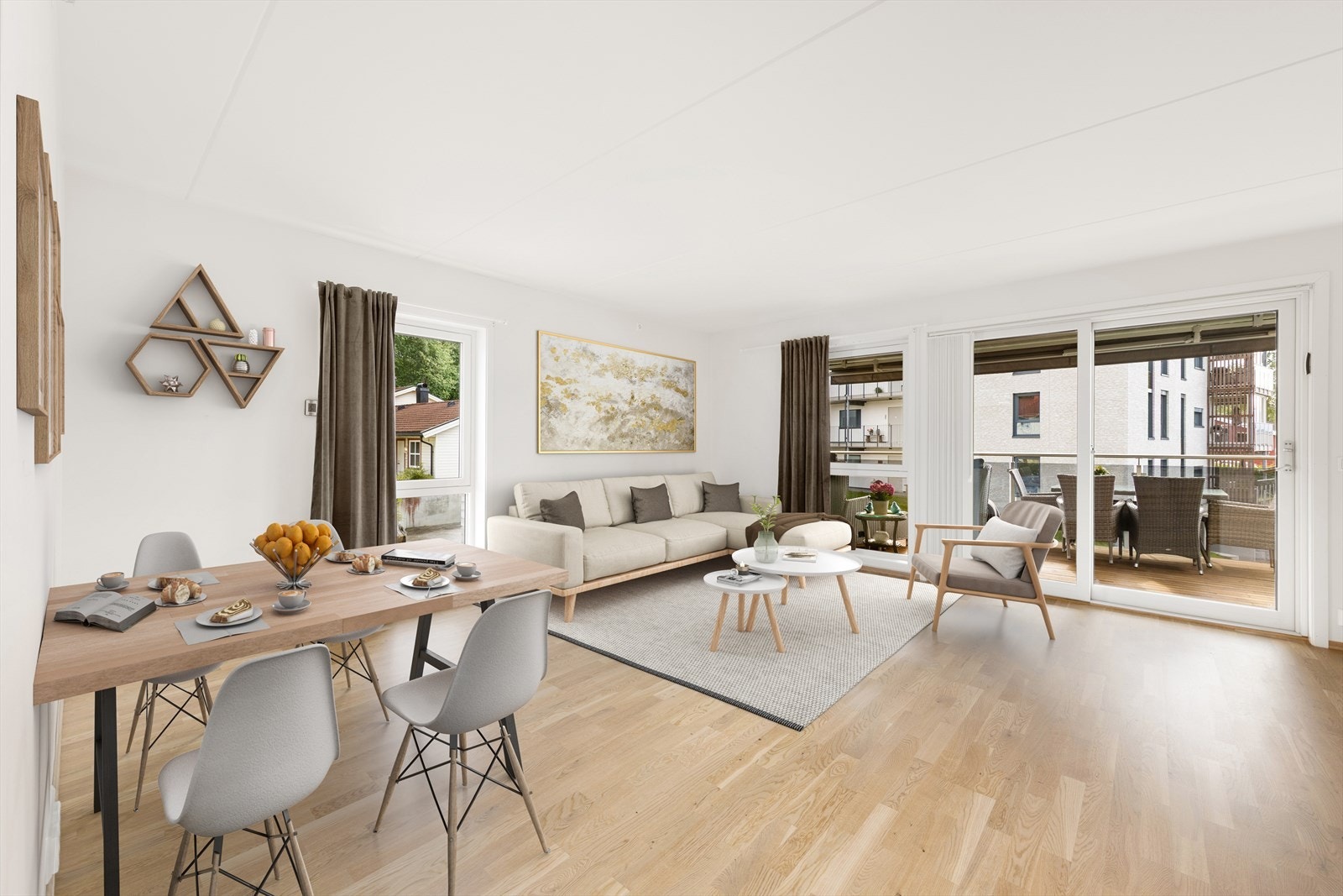 Fra rommet har man også utgang til den romslige terrassen. Galleribilde