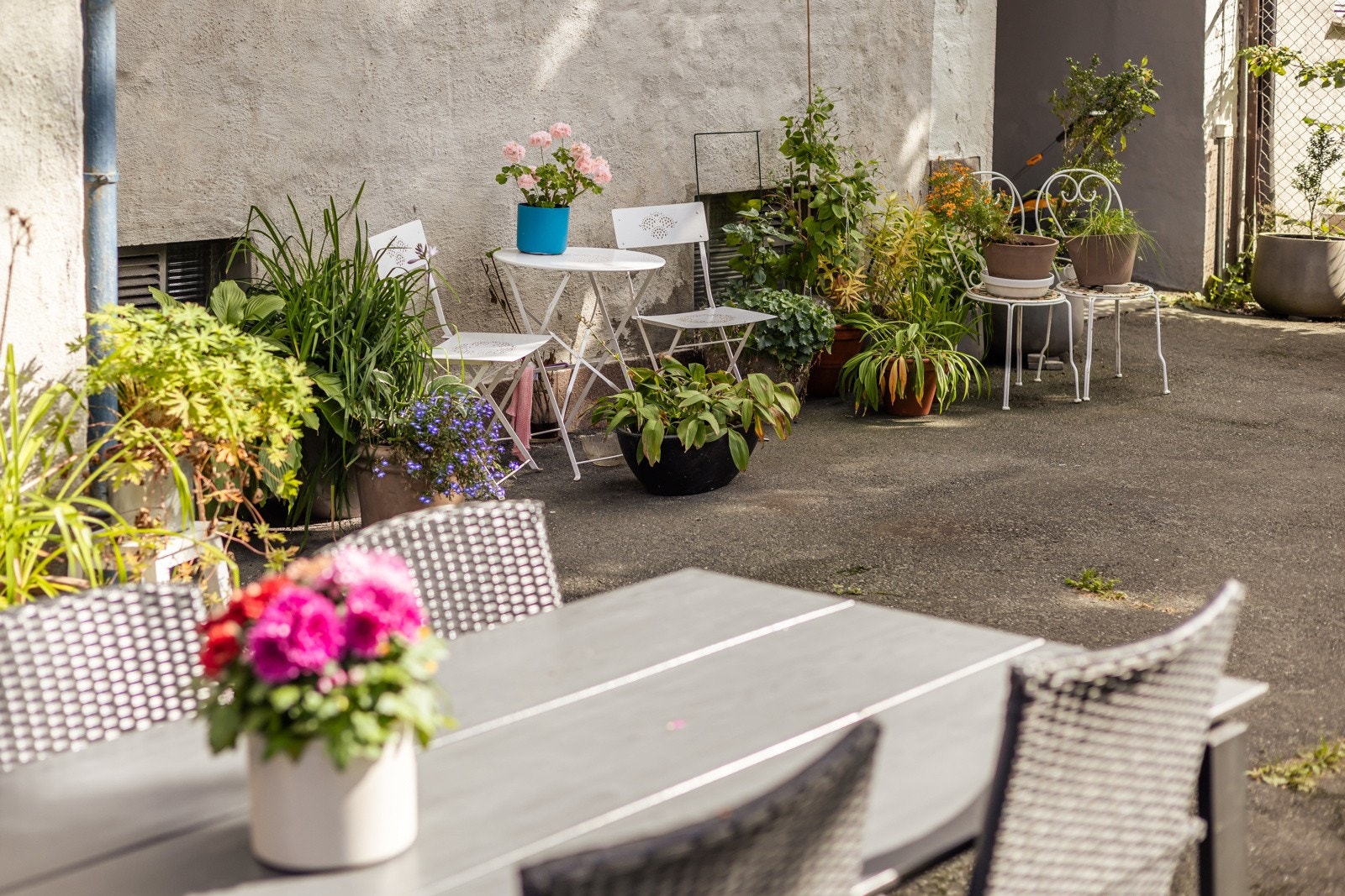 Fine felles spisegrupper byr opp til hyggelige måletider ute på sommerstid. Galleribilde