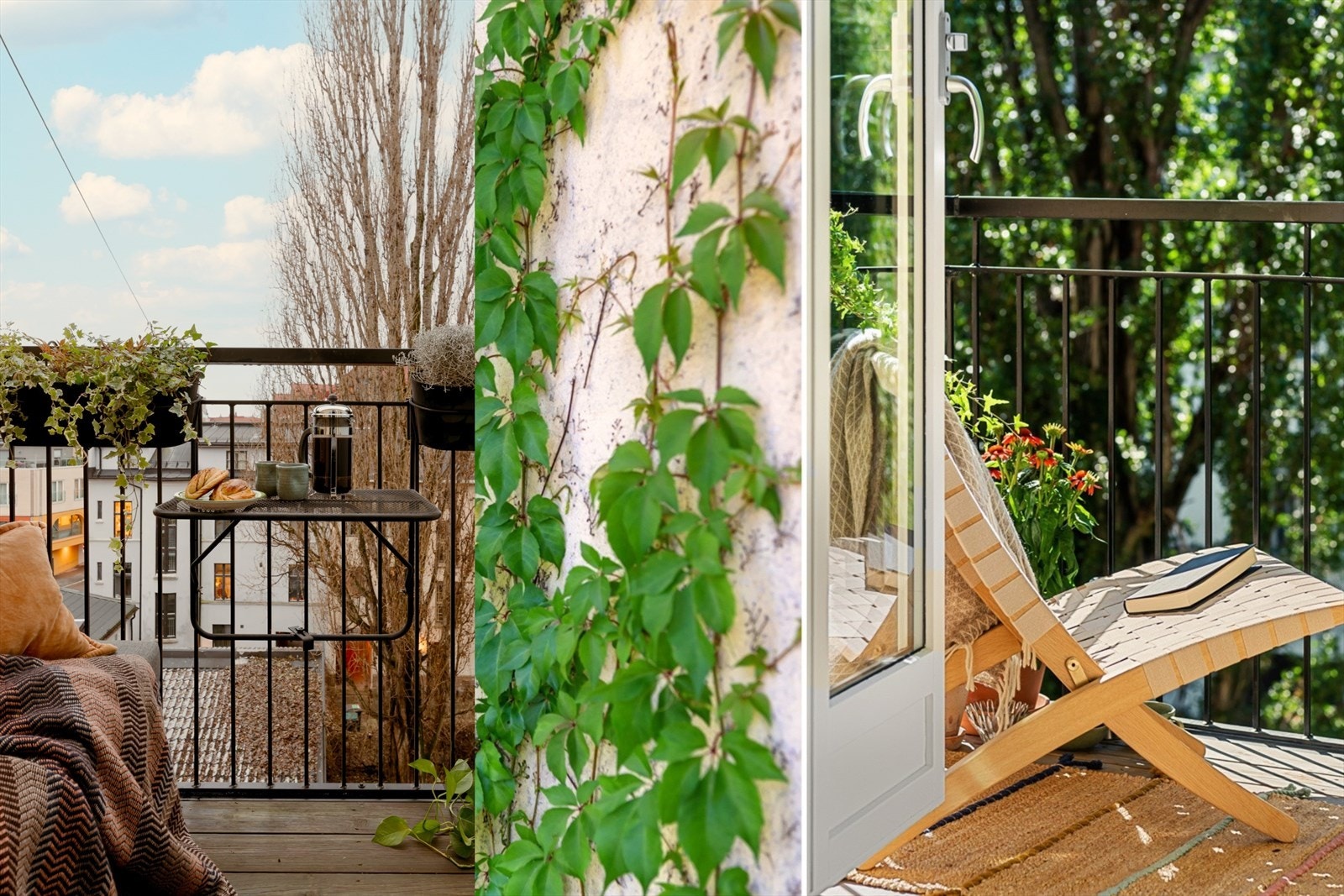 Om sommeren forvandles bakgården til en grønn oase! Bildet til høyre er tatt i en naboleilighet i fjor sommer. Galleribilde