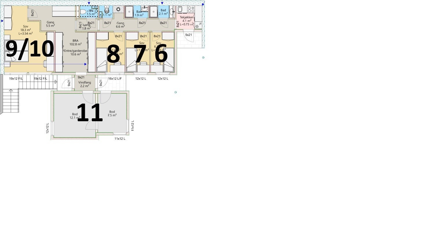 Plantegning 1.etg Galleribilde