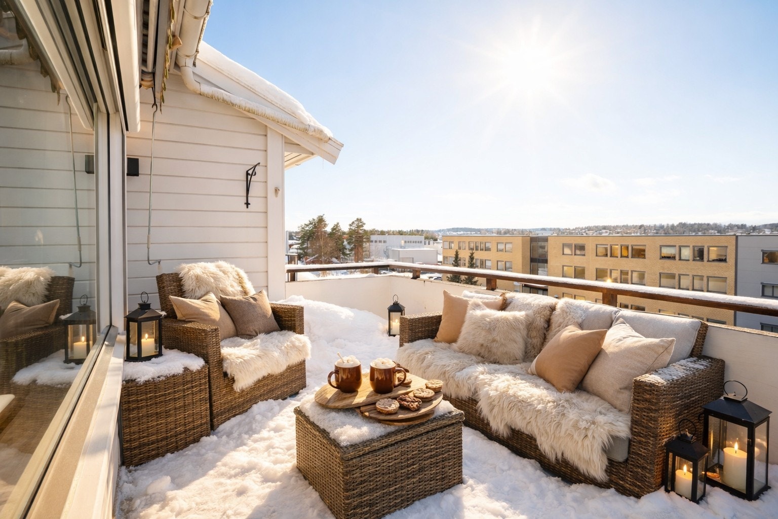 Digitalt møblert balkong - til inspirasjon. Galleribilde