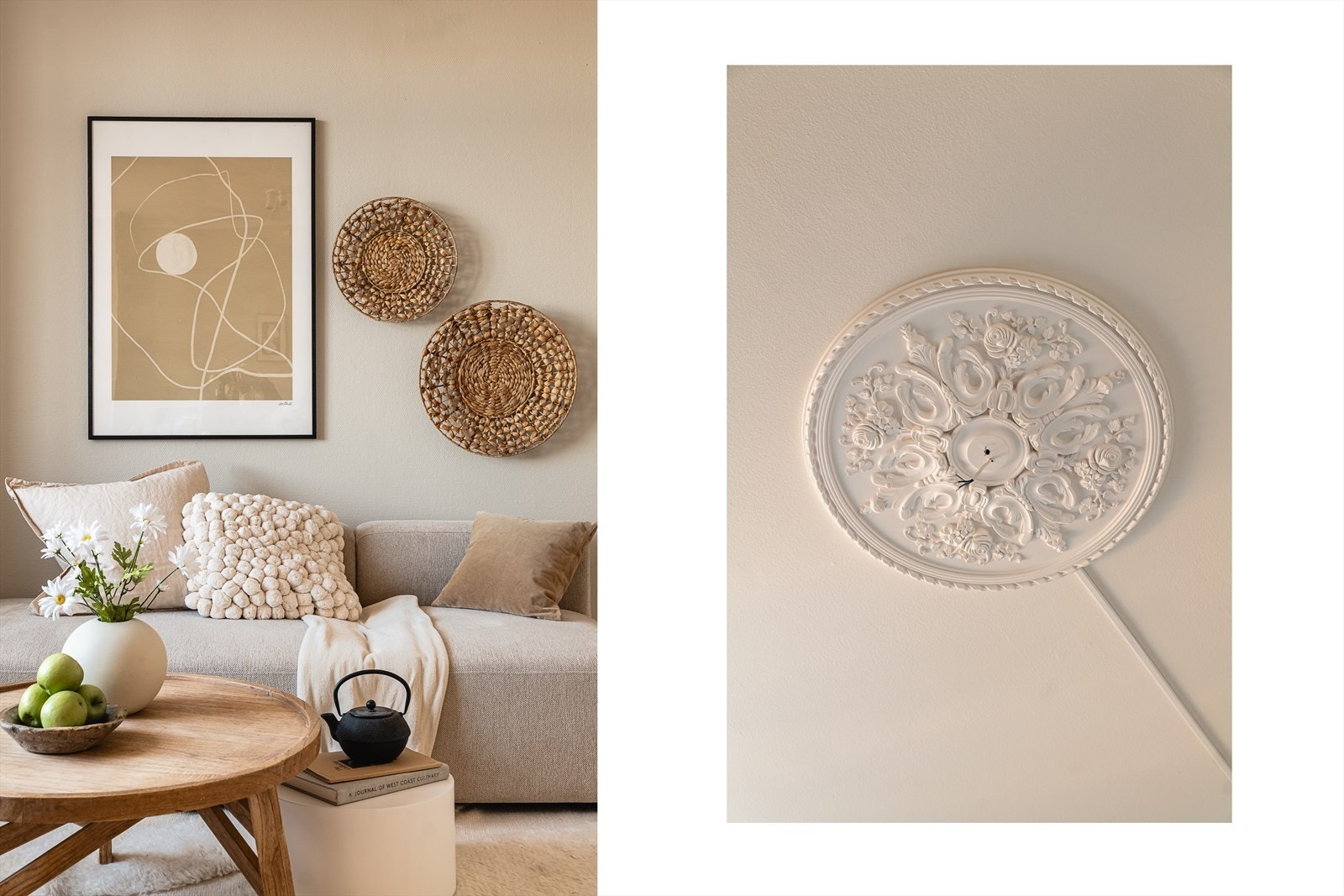 - Gjennomførte detaljer, som takrosett, gir leiligheten et elegant og klassisk preg - Galleribilde