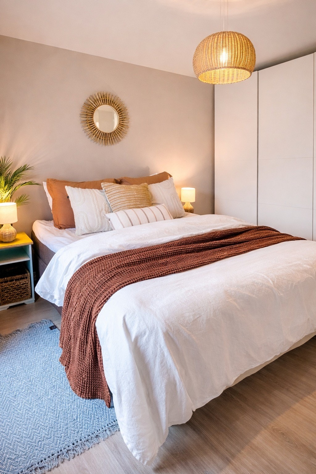 Hovedsoverommet har plass til dobbeltseng, nattbord og god garderobeplass. Galleribilde