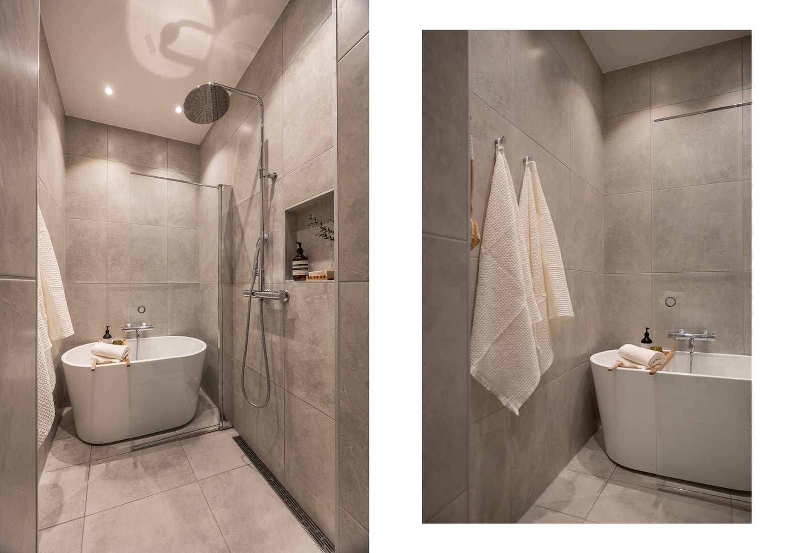 Innredet med både dusj og badekar. Galleribilde