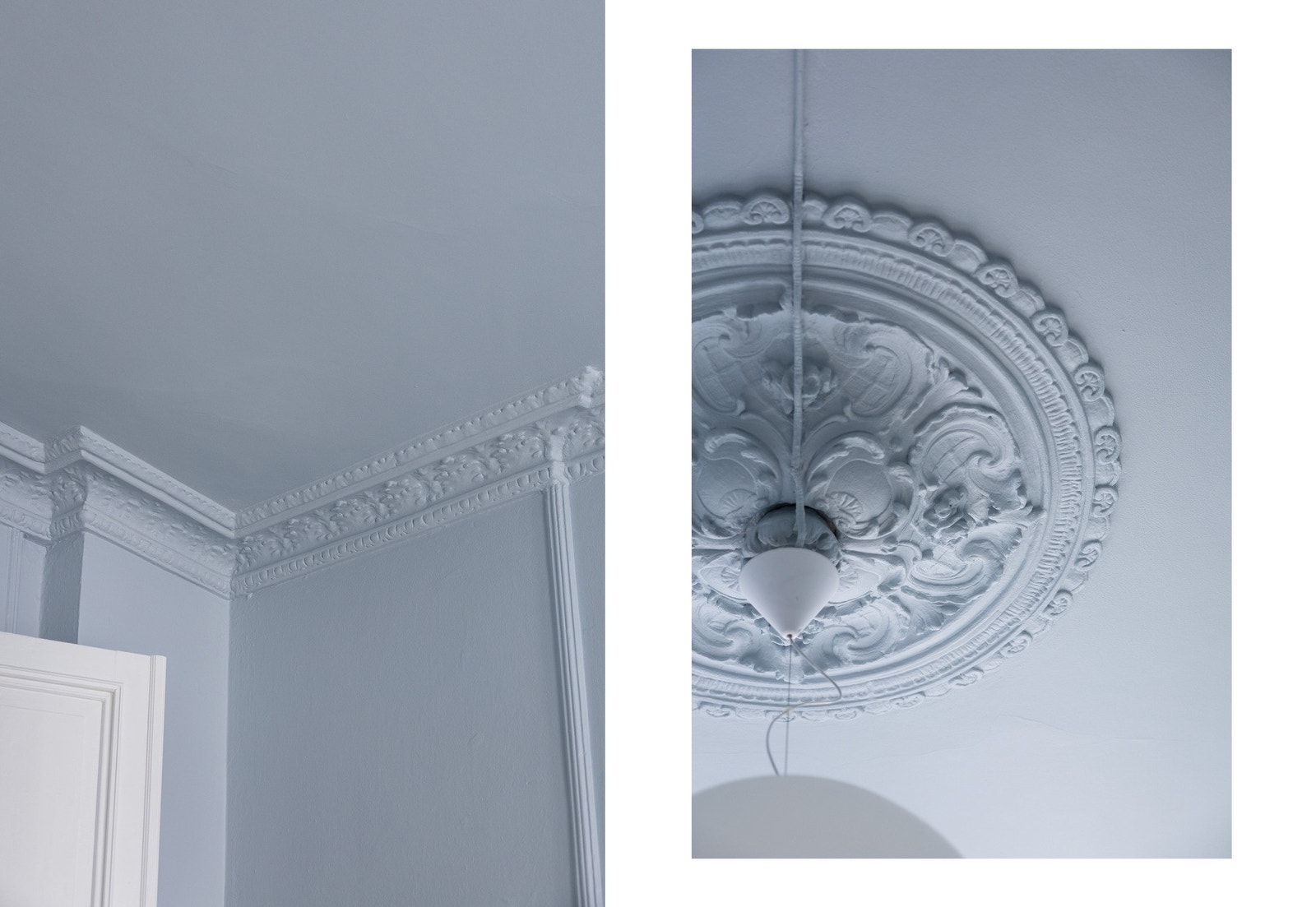 Leiligheten har en generøs takhøyde med både rosett og stukkatur. Galleribilde