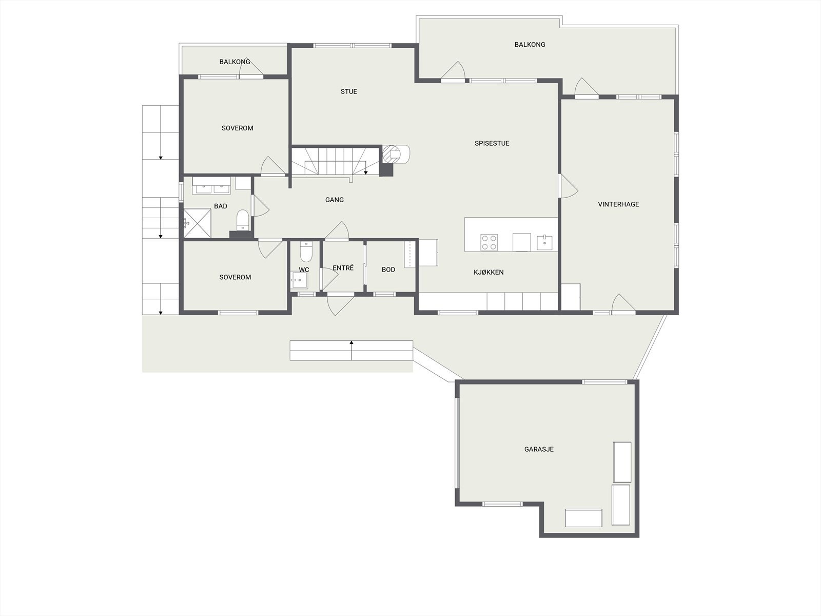 Plantegning 1 etasje. Galleribilde